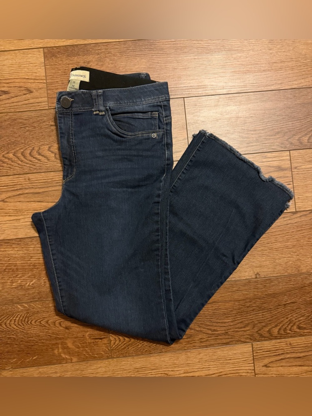 Women’s 16 Democracy Ab Technology Dark Blue Flare Leg Jeans with Raw Hem